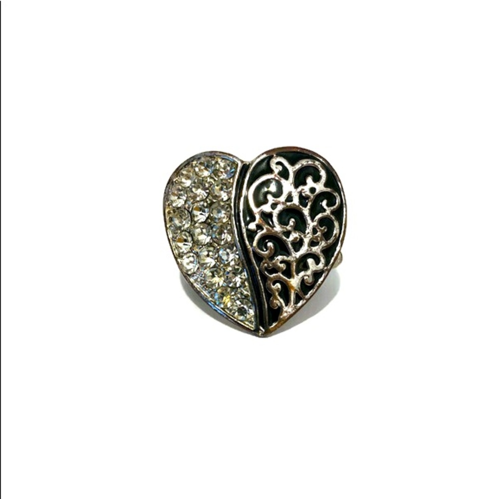 Charming Charlie Adjustable Silver Heart Ring
